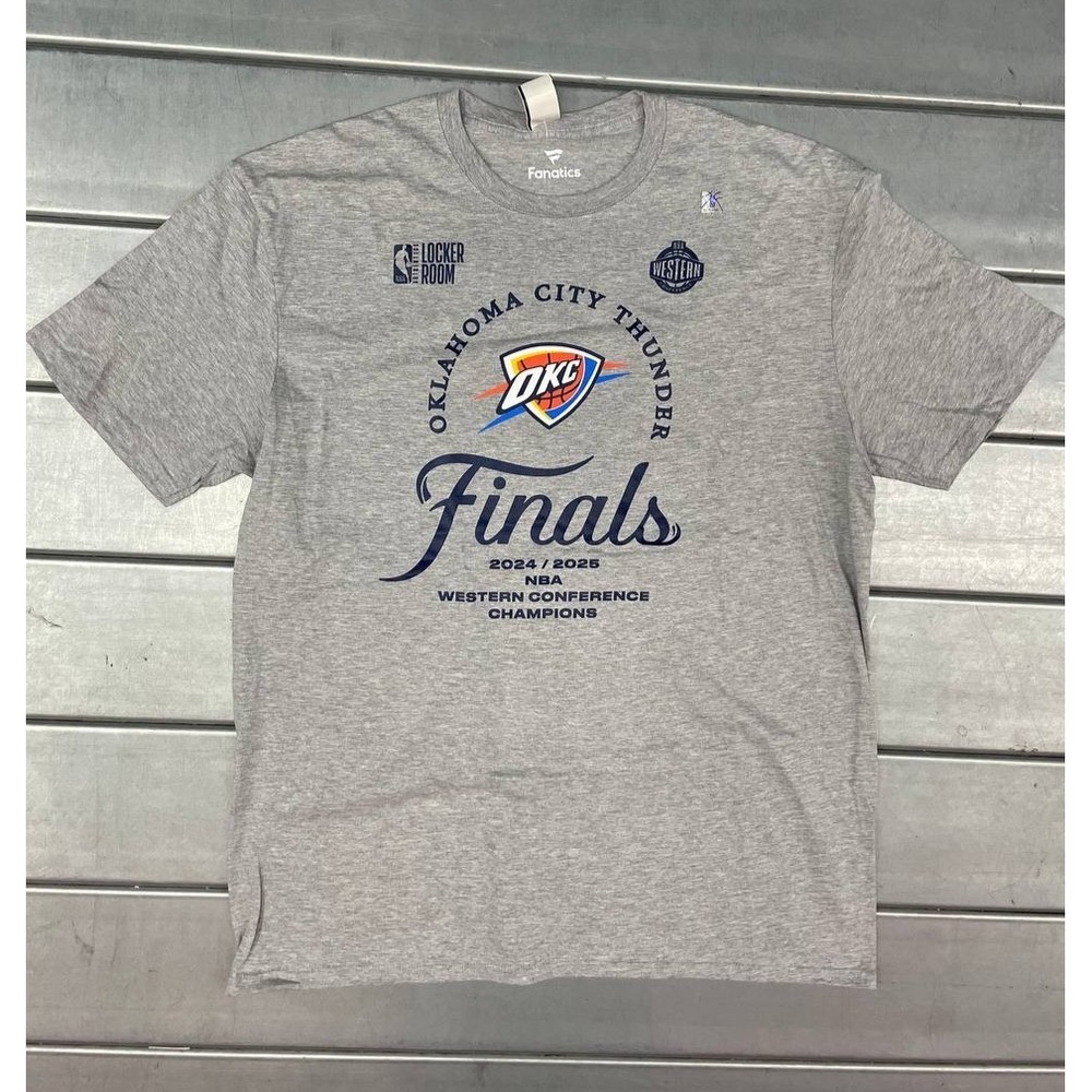Oklahoma City Thunder OKC 2025 Western Conf Locker Room TShirt Mens XXL Gray NWT